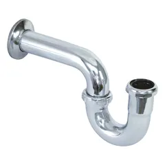 APPROVED VENDOR Chrome-Plated Brass P-Trap, 1-1/2 in, 8-1/4 in Overall Length, with Wall Extension (35001)