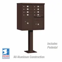 Cluster Box Unit: CBU, 10 Doors, Horizontal, 62 in H x 30 1/2 in W x 18 in D, Pedestal Mounting (MPN 3308BRZ-U)