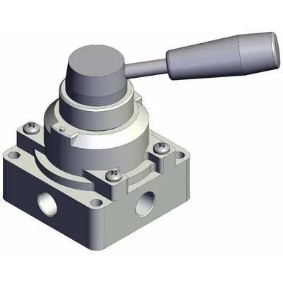SMC Hand Valve: VH Series, Lever Actuator, 1/4 in NPT, Side-Ported Body - VH Series Manual Air Control Valves