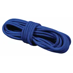 Braided polyester rope with UV resistance for outdoor use. Diameter 1/2 in, working load limit 440 lb. Suitable for general utility tasks such as securing loads, towing, and tie-downs in industrial and marine environments.