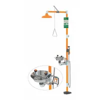 GUARDIAN EQUIPMENT Shower with Eyewash: Floor Mnt, Uncovered, Stainless Steel Bowl, Std Mounting (MPN G1902SSH)