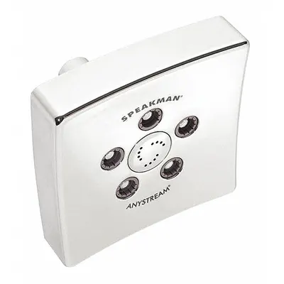 SPEAKMAN Fixed Showerhead: Kubos S-3021, 2 gpm Fixed Showerhead Flow Rate, Brass/Plastic - Multi-Pattern Fixed Showerheads