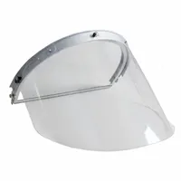 This face shield assembly features a clear Tritan visor with an aluminum frame, designed for use with Bullard S71 hard hats. It provides impact and splash protection for industrial workers in environments requiring clear, unobstructed vision