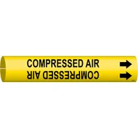 Pipe Marker: Compressed Air, Yellow, Black, Fits 4 to 6 in Pipe O.D., 1 Pipe Markers, With Arrows (MPN 4032-D)