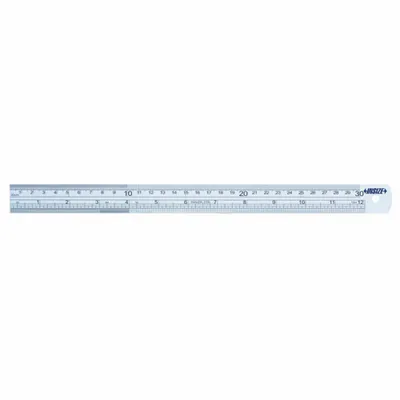 INSIZE Steel Rule: 7110-1000, 40 in / 1,000 mm, 0.06 in Thick, Clear, Black, Rigid - Stainless Steel Rulers