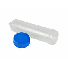 PPCO Centrifuge Tube, 50 mL, Conical Bottom, Natural, with Blue Cap