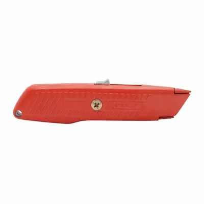 STANLEY Safety Knife: 6 in Overall Lg, Textured, 1 1/4 in Overall Wd, Aluminum - Automatic Retracting Utility Knives