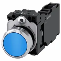 SIEMENS Flush Push Button Operator: Non-Illuminated, Flush Profile, Non-Metallic, 22 mm, 1NO/1NC (MPN 3SU1150-0AB50-1FA0)