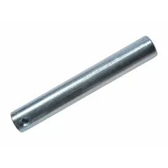 This steel wheel axle is a replacement part for Dayton pallet jacks. It secures the wheel assembly to enable smooth load movement in warehouses and industrial facilities.
