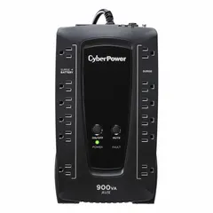 Single-phase line interactive UPS with 900 VA power rating. Accepts 120 V AC input and delivers 120 V AC output via a 5-15P plug. Automatic voltage regulation maintains stable power for connected equipment. Suitable for protecting electronics from power fluctuations and outages.