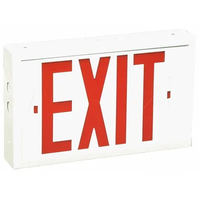 BIG BEAM Vandal Resistant Exit Sign: Red, 2 Faces, Emergency Battery Backup, Steel - Vandal-Resistant Exit Signs