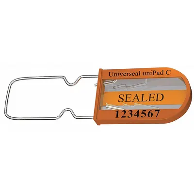 UNIVERSEAL Padlock Seals: Orange, Plastic, 100 lb Breaking Strength, 1 3/16 in Hasp Lg - Metal Hasp Padlock Seals