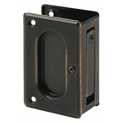 PRIME-LINE Combination Tray and Edge Pull: Unthreaded Holes, Brass, Black - Pocket Door Pull Handle