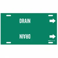 Pipe Marker: Drain, Green, White, Fits 10 to 15 in Pipe O.D., 1 Pipe Markers, With Arrows (MPN 4055-H)
