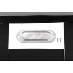 Aluminum cover for conduit access fittings, 1 1/2 in trade size, includes screws for installation. Designed for use with conduit bodies to enclose junction points in electrical wiring systems.