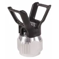 This black airless spray gun tip guard from TITAN is designed for use with the Controlmax 1700 sprayer (model 0580006). It protects the spray gun tip during painting operations, helping to prevent damage from accidental contact or drops