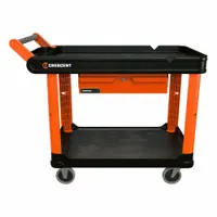 CRESCENT Utility Cart: 500 lb, 37 in L x 23 in W x 23 in H Overall Dim, 2 Shelves, Black, Raised (MPN IUC2SCBM-STDR)