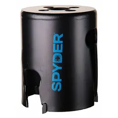 This hole saw cuts through wood, metal, and plastic. It has a 2-1/8 in diameter, 1 tooth per inch, and a maximum cutting depth of 2 in. The 1/2"-18 thread requires a compatible arbor. Suitable for construction, electrical, and plumbing applications.