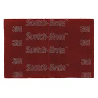 SCOTCH-BRITE 7447B Pro surface-conditioning pads are made of very fine aluminum oxide abrasive in maroon. Each pad measures 6 in x 9 in and is suitable for cleaning, deburring, blending, and finishing on metal, wood, plastic, and composites. The open-web construction resists loading and provides consistent results. Sold in packs of 60