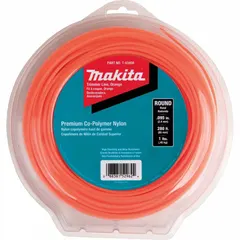 String trimmer line made of co-polymer nylon with a round profile. Diameter of 0.095 inches and total length of 280 feet. Orange color. Used for cutting grass and weeds in landscaping and grounds maintenance.