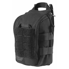 This black nylon medical pouch measures 5 in x 3 in and closes with a zipper. It is designed to organize and carry medical supplies or small tools, suitable for use by first responders, safety teams, and maintenance personnel in field or plant environments.