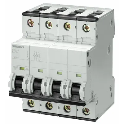 SIEMENS IEC Supplementary Protector: 10 A Amps, 72V DC, 10kA at 400V AC, Screw Clamp - D-Curve, 4-Pole UL1077 DIN Rail-Mount Supplementary Protectors