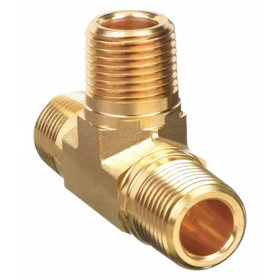 PARKER Metal Pipe Tee: Tee, Bright C37700 Brass, 1/2 in x 1/2 in x 1/2 in, 3,100 psi - Threaded Extreme-Pressure Instrumentation Pipe Fittings