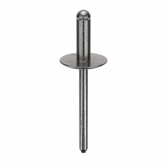 Open-end blind rivet with a 0.183" diameter and 1 7/8" overall length (35/64" body length). Large flange provides a wide bearing surface for load distribution in sheet metal and general assembly fastening. Supplied in a 250-piece pack.