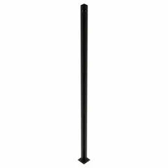 Steel corner post with black powder-coated finish, 8 ft height. Used as vertical support in Quick-Assemble Woven-Wire Partition systems for forming corners of enclosures in industrial storage, warehouse segregation, or machine guarding applications.