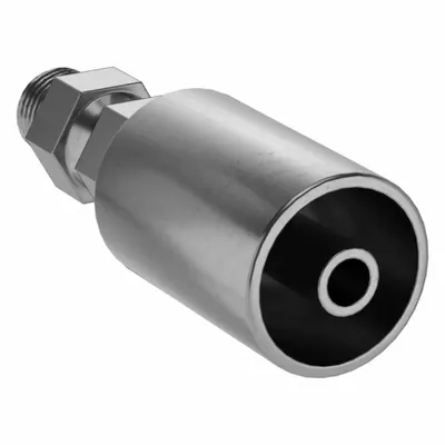 KURT Hydraulic Crimp Fitting: Carbon Steel, Straight, -6 For Hose Dash Size - Kurt Crimp Hydraulic Hose Fittings with NPT Connection