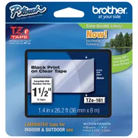 Combined Label and Ribbon Cartridge: 1 1/2 in x 26 1/4 ft, PET, Clear (Gloss), Indoor/Outdoor (MPN TZE161G)