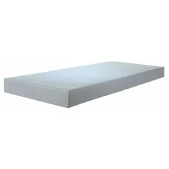 This gray polyurethane foam mattress measures 80 inches in length, 36 inches in width, and 6 inches in height. It is suitable for use in industrial rest areas, break rooms, or as temporary bedding in facilities, fitting standard twin-size frames.