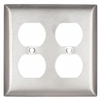 HUBBELL Wall Plate: Duplex Outlet, 2 Gang, Silver, Std Size (MPN SS82)