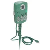 APPROVED VENDOR Programable Outdoor Power Stake: 6 ft Lg, 14/3, 5-15P Plug, 3 Outlets, 8.4 A Current