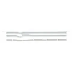 This center crisper rail supports and guides the crisper drawer inside a refrigerator or freezer, ensuring smooth operation and proper alignment. It is a replacement part for maintaining storage conditions for produce.
