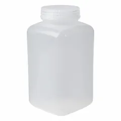 Polypropylene Rectangular Lab Bottle, 32 fl oz, PPCO, Colorless, 61.5 mm Screw Closure