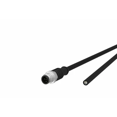 METZ CONNECT Sensor Cable: M12 Female Straight X Free End, 5 Pins, Black, PUR, 5 m Cable Lg - Single-Ended Cordsets with PUR Jacket for Twisting Applications