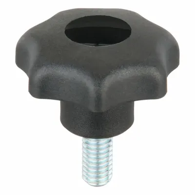 KIPP Hand Knob: 7 Point, Plastic w/ Steel Thread, 3/8"-16 Thread, 20 mm Thread Lg - 7-Arm Knobs with Threaded Stud
