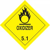 TAPECASE DOT Container Label: Oxidizer, 4 in x 4 in, 4 in Label Ht, 4 in Label Wd, Paper, 50 PK