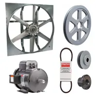 Exhaust Fan with Drive Package: Belt Drive, 42 in Blade, 3 hp, 26,012 cfm, 115/230V AC, 1 ph (MPN 7M8D1)