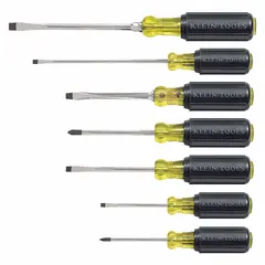 This 7-piece screwdriver set includes Phillips and slotted tip types, with one tip size of 5/16 in. Suitable for general fastening tasks in electrical and mechanical applications, such as assembly, repair, and maintenance of equipment in commercial and industrial settings.