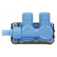 Genuine OEM water inlet valve for Whirlpool washing machines and dryers. Controls cold water flow into the appliance during fill cycles, opening to allow water for wash or rinse operations. Direct replacement for the original valve.