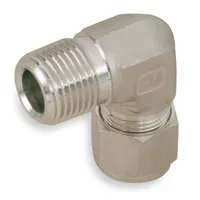 Compression Fitting Elbow: 3/8 in OD x 1/8 in Pipe Size, 9/16-20 Thread Size, Compression x MNPT (MPN 6MSEL2N-S)