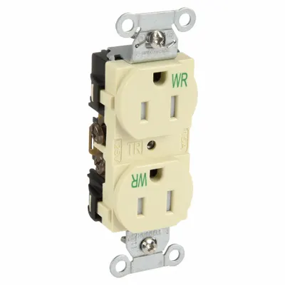 HUBBELL Receptacle: Duplex, 5-15, Ivory, 125V AC, 15 A, 2 Pole / 3 Wire (MPN BR15IWRTR) - General Purpose Receptacles