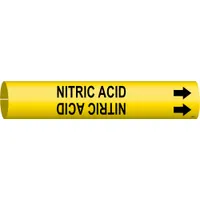 Pipe Marker: Nitric Acid, Yellow, Black, Fits 2 1/2 to 3 7/8 in Pipe O.D., 1 Pipe Markers (MPN 4247-C)