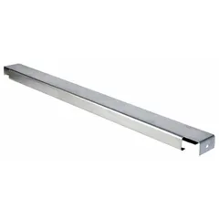 Steel crossbar with galvanized finish for use in pallet rack systems. Measures 3 in x 48 in x 1 5/8 in. Provides horizontal support to stabilize wire decking or shelves, enhancing rack rigidity and load distribution in industrial storage applications.
