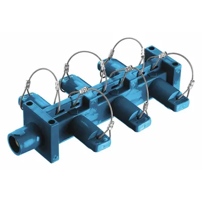HUBBELL Distribution Block: 6 Female, 1 Male Connections, Blue, 600V AC/600V DC - Single-Pole Distribution Blocks