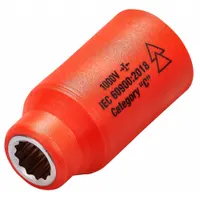 ITL Insulated Socket: 1/2 in Drive Size, 3/8 in Socket Size, 2 in Overall Lg, 12-Point, Std, Chrome (MPN 01570)