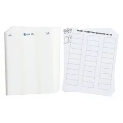 White polyester wraparound label for permanent wire and cable identification. Designed for 24 AWG to 20 AWG wire gauge. Supplied on precut sheets for convenient application in industrial panel building, electrical maintenance, and equipment labeling.