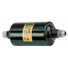 Steel shell filter drier with molecular sieve, 5.6 inches long, for 20-ton systems. Compatible with HC refrigerant groups. Used in liquid lines of HVAC and refrigeration systems to remove moisture, acids, and contaminants.